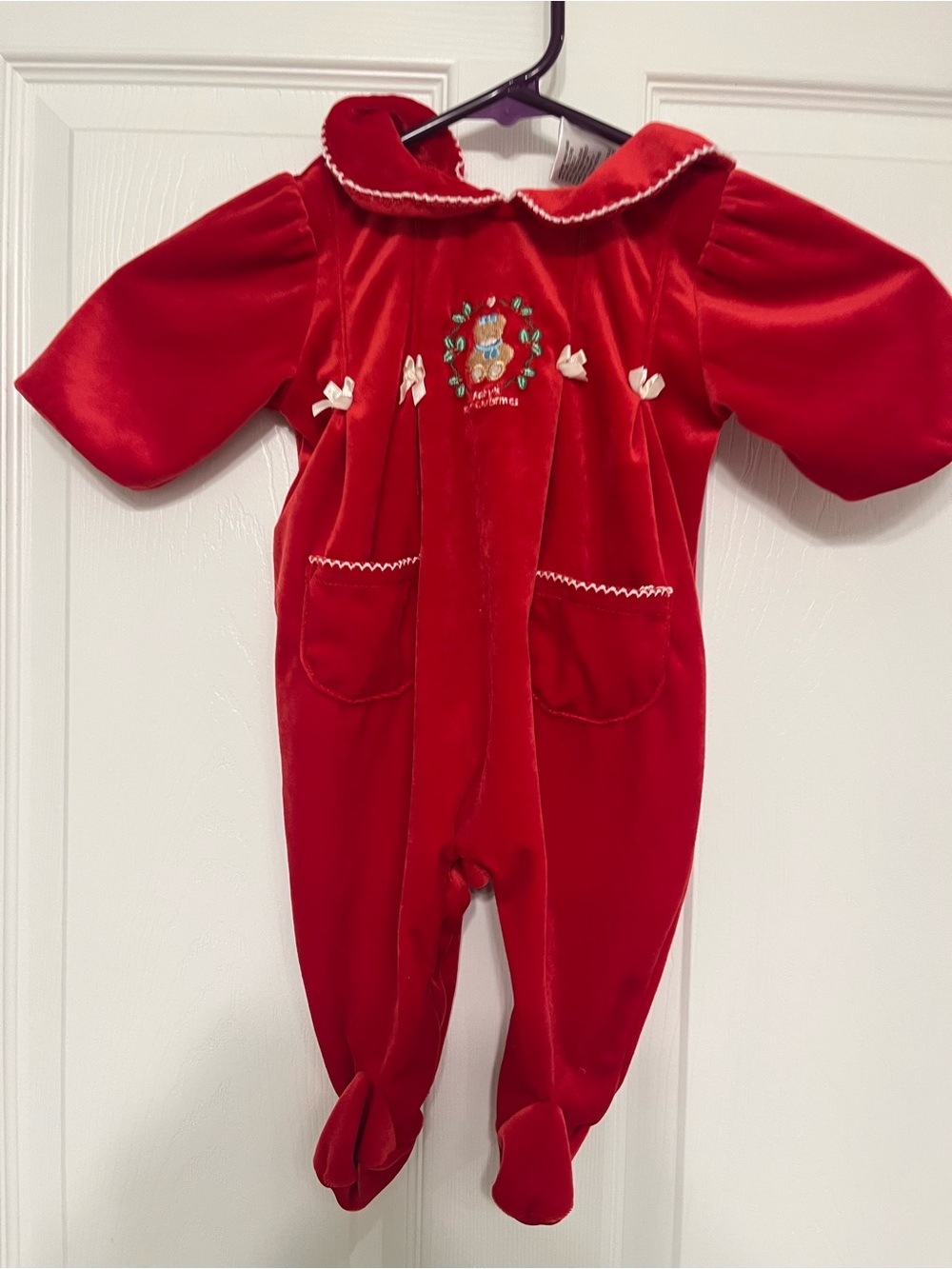 Classic Red Velvet Baby Footed One-Piece